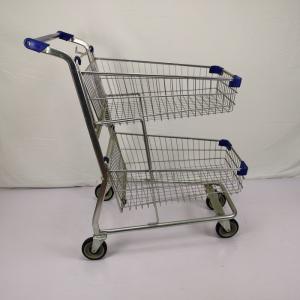 Wholesale Public Service Shopping Basket Trolley Q195 Steel Double Basket Cart from china suppliers