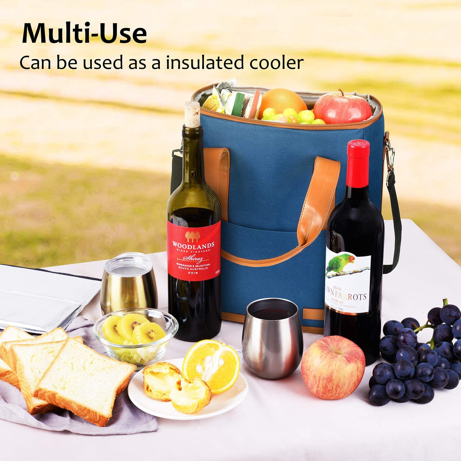 Xl Custom Insulated Cooler Bag Pouch For Groceries Wine 6 Bottles 8.6X7.1X12.5"