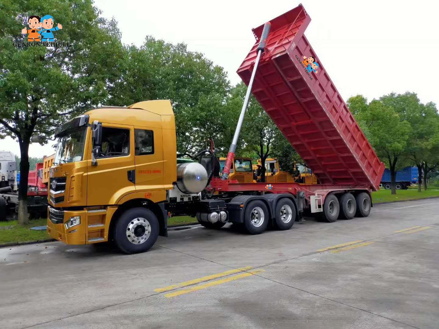 Truck and rear dump trailer parts of power takeoff gearbox for sale