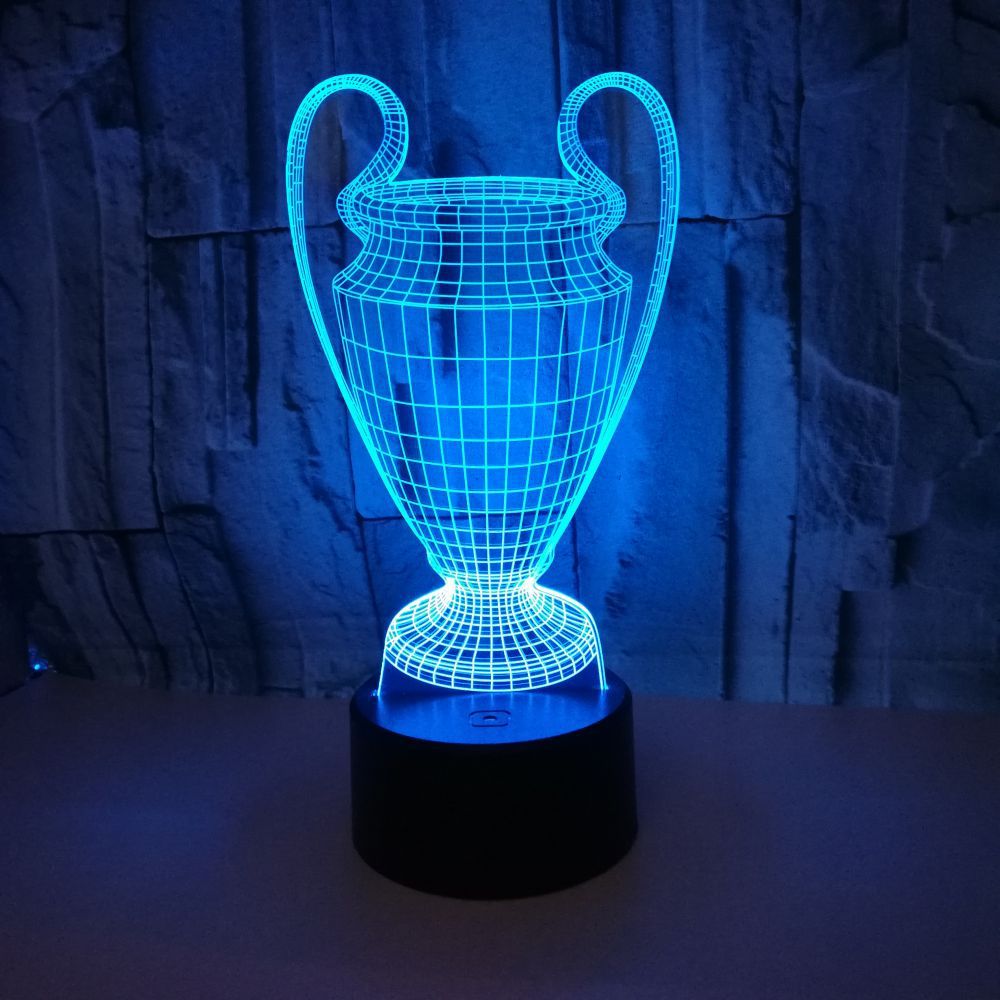 Champion sports creative gifts custom 3D night light trophy colorful touch LED visual small table lamp