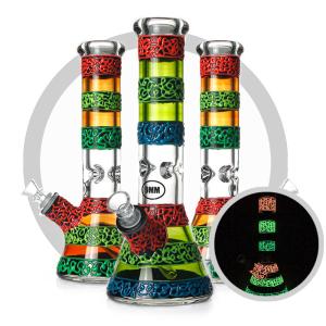 Wholesale Luminouis Uv Coil Glass Bongs Heady High Quality 9mm Glass Tube Mixed Color Hookah from china suppliers