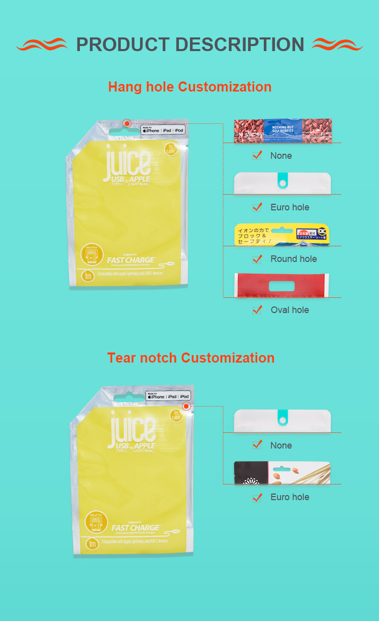 Heat Sealing Aluminum Foil Plastic Bag Stand Up high softness