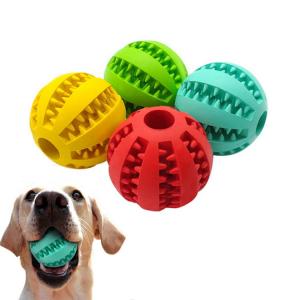 China 2.8'' Dog Teeth Cleaning Ball Pet Supplies Accessories Rubber Treat Ball For Dogs on sale