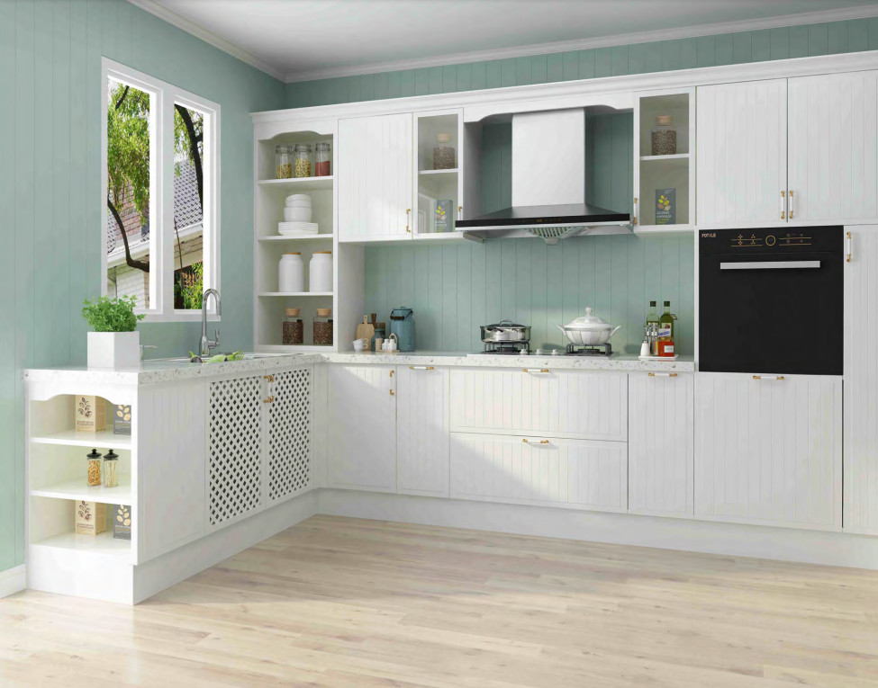Wood Furniture Hpl Door Modern Prefab Kitchen Cabinets