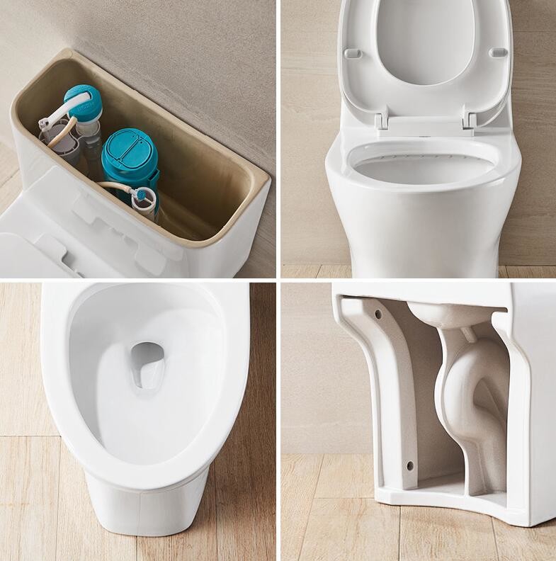 P Trap One Piece Toilet 720 * 380 * 730mm Ceramic Material White Color SWC2821