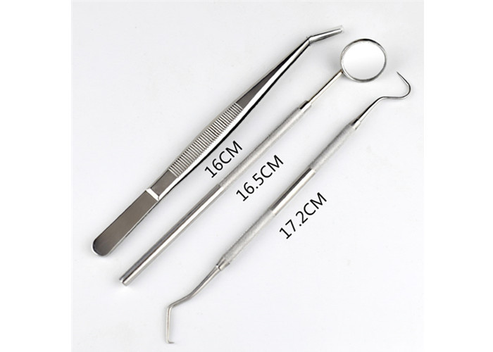 3pcs / Kit Dentist Mirror Tool Explorer Kit Stainless Steel Material