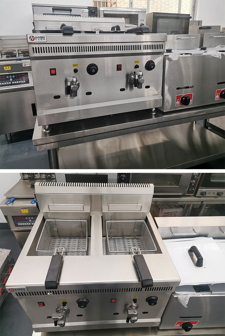 Commercial Electric 18L Double Tanks Chip Deep Fryers with Oil Drain Valve
