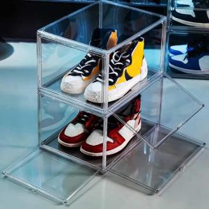 Wholesale Magnetic Closure Clear Stackable Acrylic Shoe Boxes For Sneakers from china suppliers