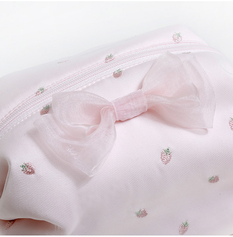 New Arrival Mini Customizable Embroidery Zipper Cosmetic Bag With Bow
