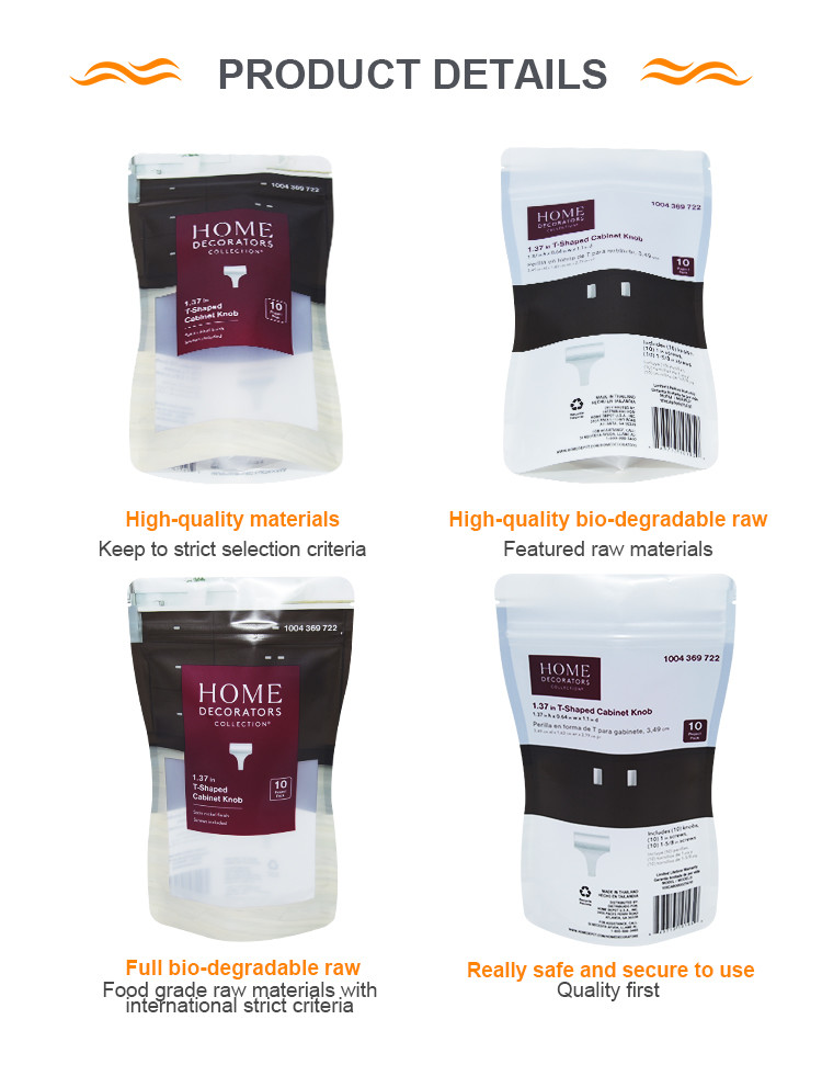 Upright Zipper Bag Polyester Film Degradable Bag Underwear Socks Packaging Bag