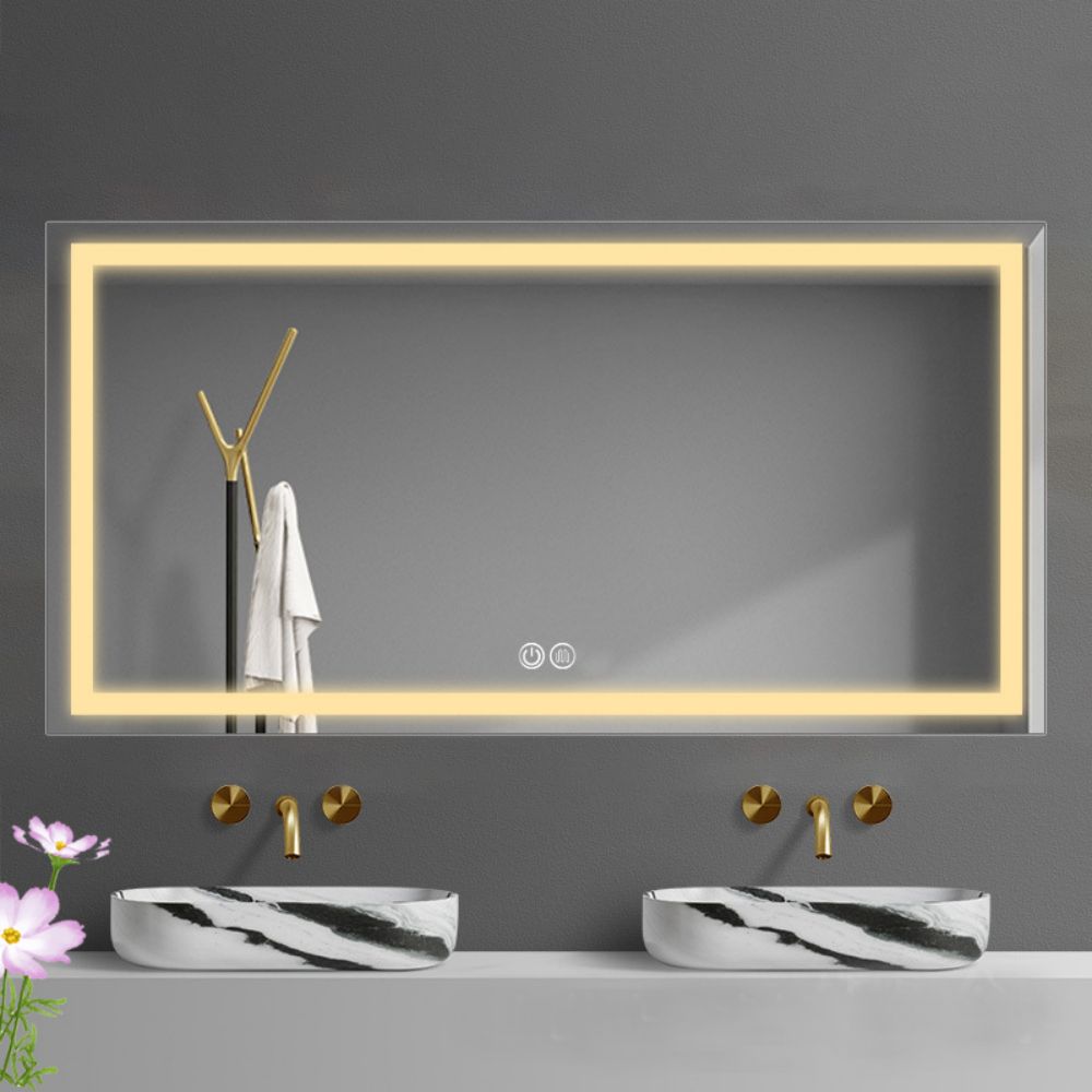 Smart Glass Round Design LED Mirror for Hotel Room Full Light Up Bedroom Decoration Wall