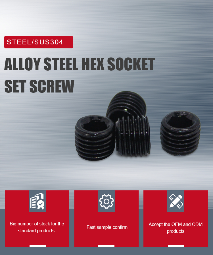 3mm-100mm Cup Point Alloy Steel HEX Socket Set Black Oxide Polish Zinc Plated Screws