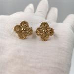 Van Cleef Vintage Alhambra Earrings , 18K Yellow Gold Van Cleef Mini Alhambra