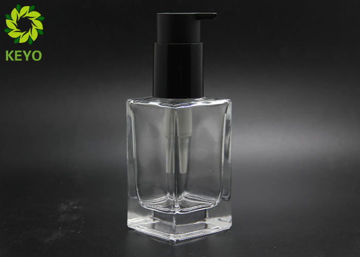 100ml Square Glass Cosmetic Containers With Self Lock Pump