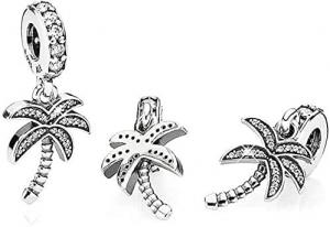 Wholesale EZ Tuxedo Palm Tree Dangle Charms 925 Sterling Silver Tree Pendant with Cubic Zirconia for Pendant from china suppliers