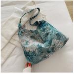 LARGE CAPACITY WOMEN'S BAG FRENCH SIMPLE CANVAS BAG OIL PAINTING NATIONAL STYLE