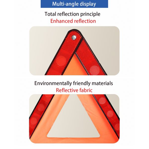 E-MARK Red Emergency Traffic Safety Sign Warning Triangle Road Pole for Car Essential Emergency Tool