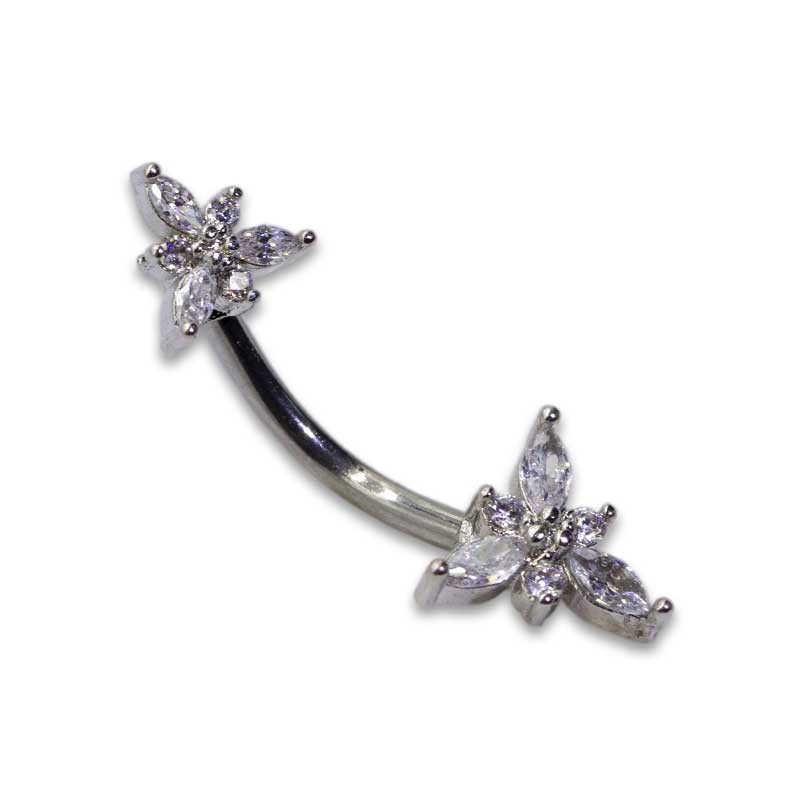 Flower Double Belly Button Piercing Jewelry 12mm 316 Stainless Steel
