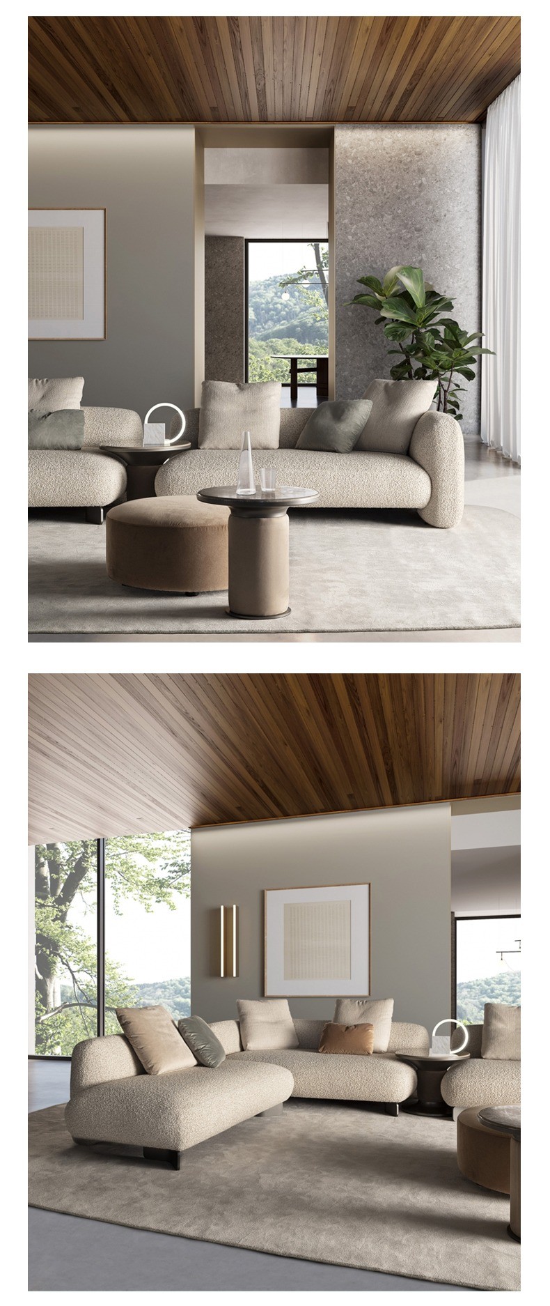Modern Sofa Cream Style Casual Lobby Reception Sofa Set Cotton Fabric