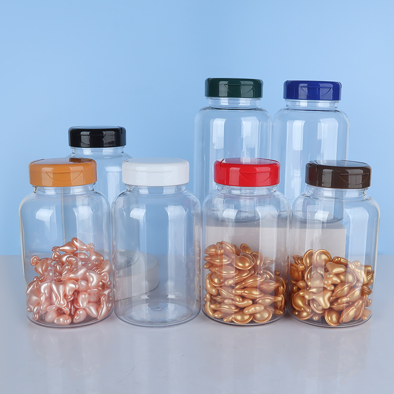 Nutritional Supplement PET PCR Bottle with Screw Lid Cap Ideal for Pill Vitamin Tablet Powder Capsule in Red Green Color