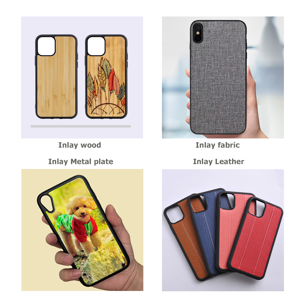 Inlay Leather Wood Groove Phone Case With TPU PC Material