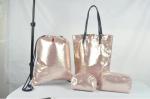 handbag metallic fabrics gold shinning travel outdoor folding bag woman fashion