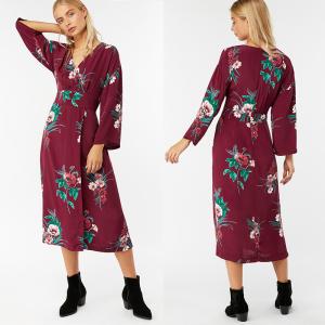 Wholesale Summer Women Hot Sale Clothes Long Sleeve Print Wrap Maxi Dress Beach Women from china suppliers