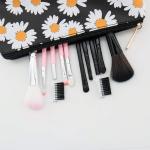 3 Pack Daisy Print PU Leather Cosmetic Bag Set For Women