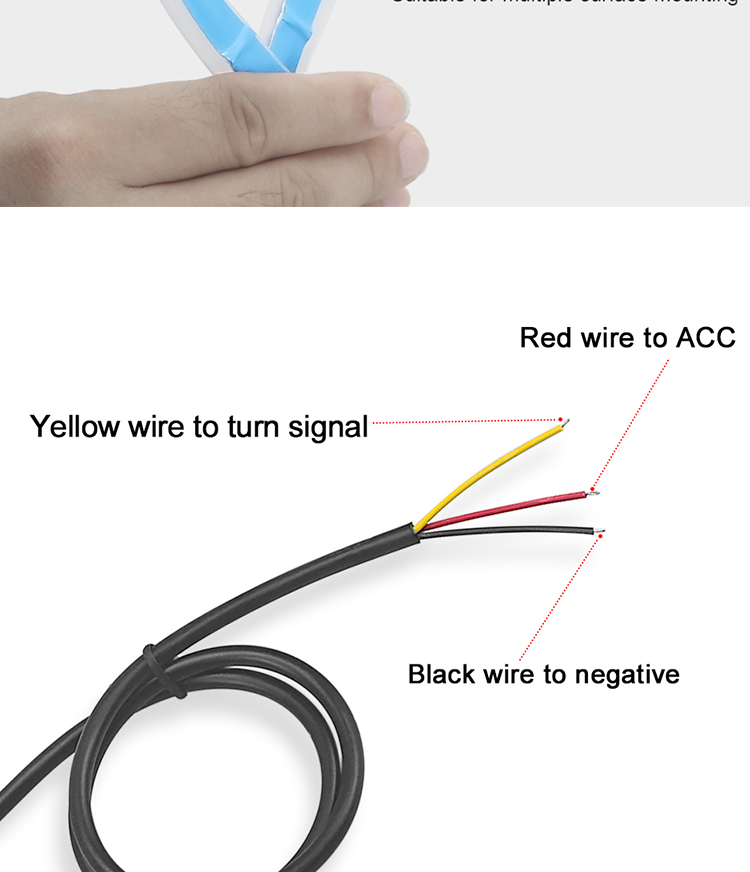 Emergency Car Headlight LED Tube Strip Double Color 300mm 450mm 600mm