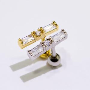 Wholesale Square Zircon Gems Ear Piercing Jewellery 6mm Long Strip silver gold from china suppliers