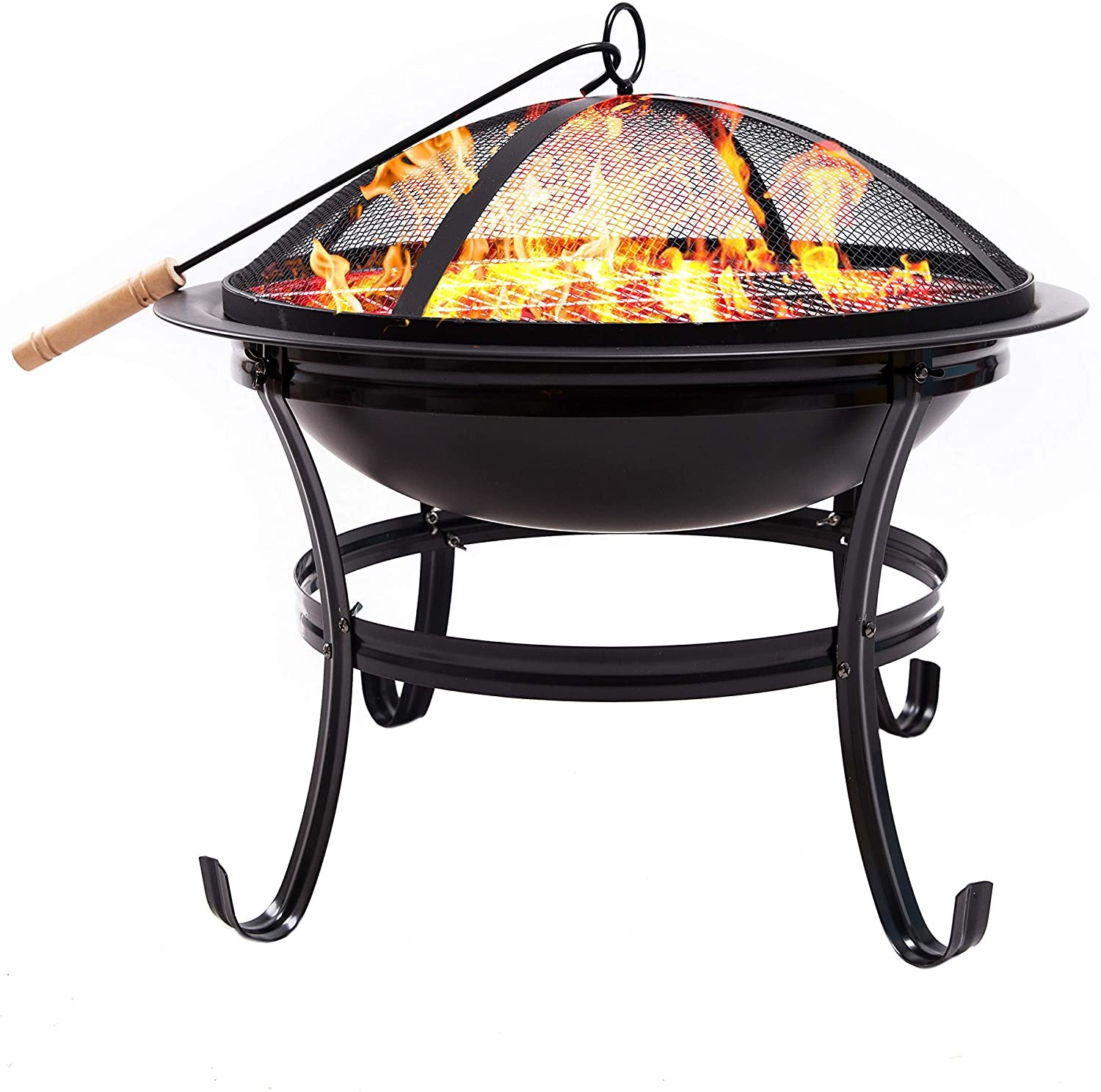 22 Inch Barbecue Portable Fire Pit For Camping Patio Backyard Garden