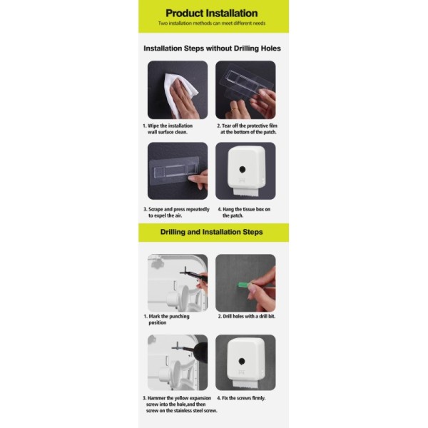 Bathroom Modern Automatic Tissue Paper Dispenser Wall Mounted Hand Tissue Dispenser