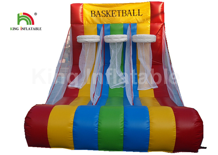 Red Triple Basketball Hoop Shoot Inflatable Sports Games For Rent Fire - Retardant