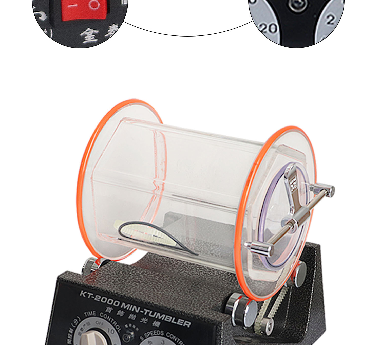 5kg Tumbler Jewelry Polishing Machine 60W Bidirectional Rotation
