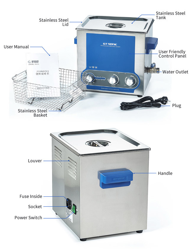 GT-P9 200w Ultrasonic Jewelry Cleaner Vegetable Fruit Washer 10 Liters With Timer Heater