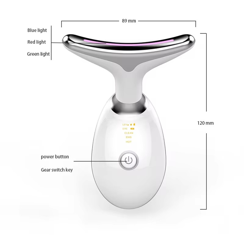 Electronic Face Neck Red Light Therapy Beauty Device 7 Colors Skin Tightening