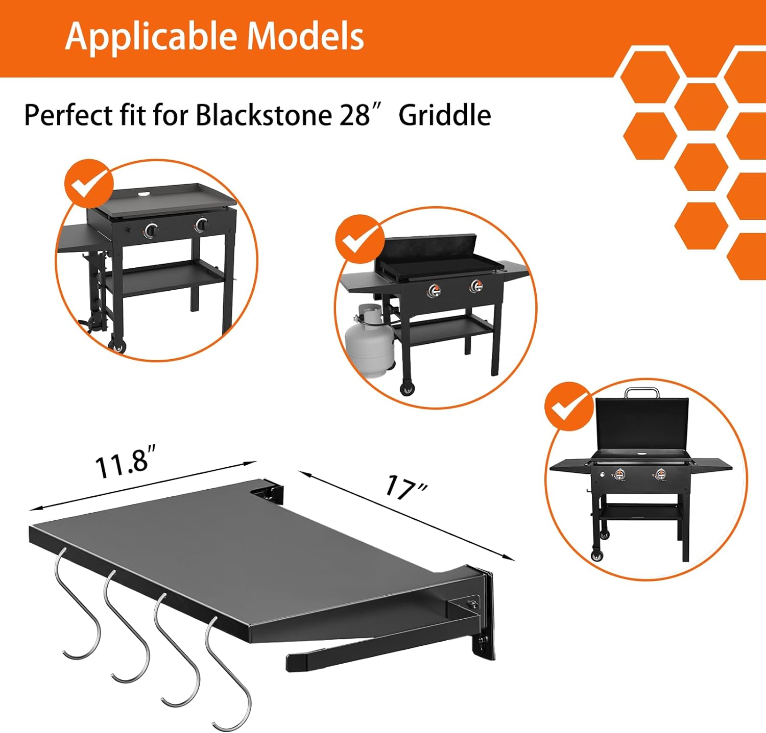 Foldable Griddle Side Shelf for Blackstone 28" Griddle, Griddle Accessories for Blackstone with Paper Towel Holder