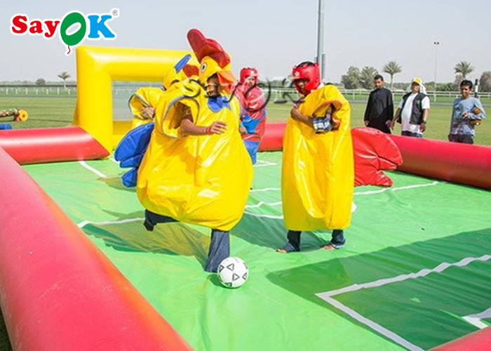 Garden Inflatable Sports Games Blue Inflatable Soap Soccer Field Football Pitch For Kids