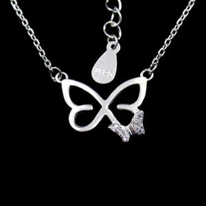 Wholesale Engagement Silver Butterfly Necklace / CZ Stone Anniversary Gift Necklace from china suppliers