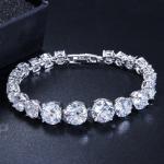 New Luxury Rose Gold Silver Color CZ Bracelet Bangle for Women Open Party Gift