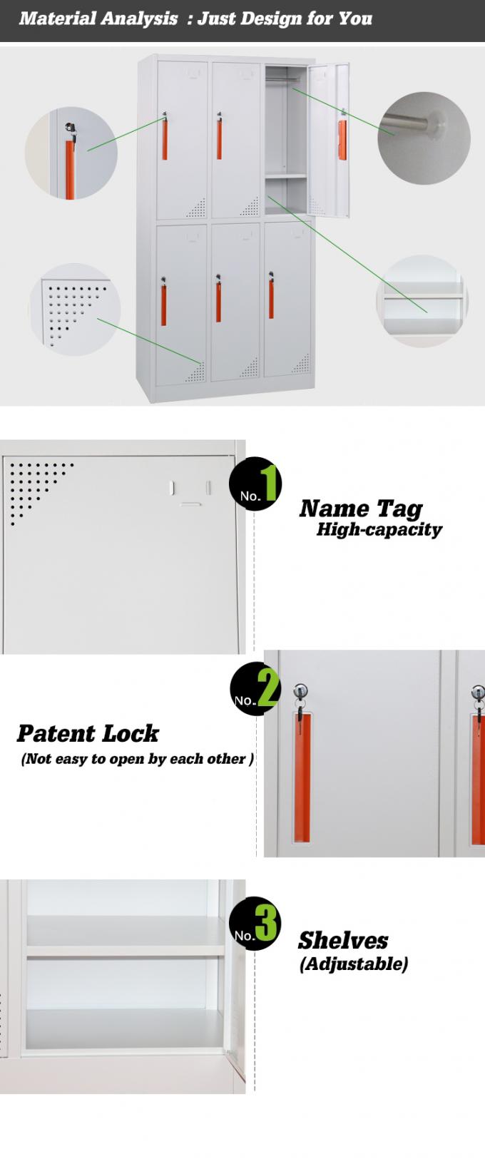 Lateral Steel 6 Door D450mm Metal Locker Cupboard For Swimming Pool