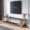 Buy cheap Contemporary Home Room Furniture Oval Gold Metal And Glass TV Stand ODM from wholesalers