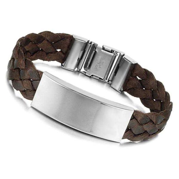 Tagor Stainless Steel Jewelry Super Fashion Silicone Leather Bracelet Bangle