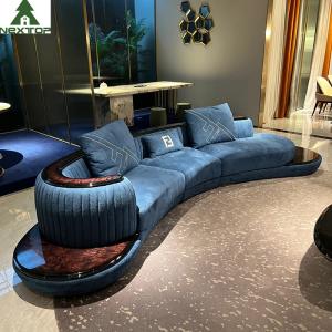 Wholesale High End Living Room Sofa Set Furniture Hotel Lobby Lounge Blue Velvet Curved Sofas from china suppliers