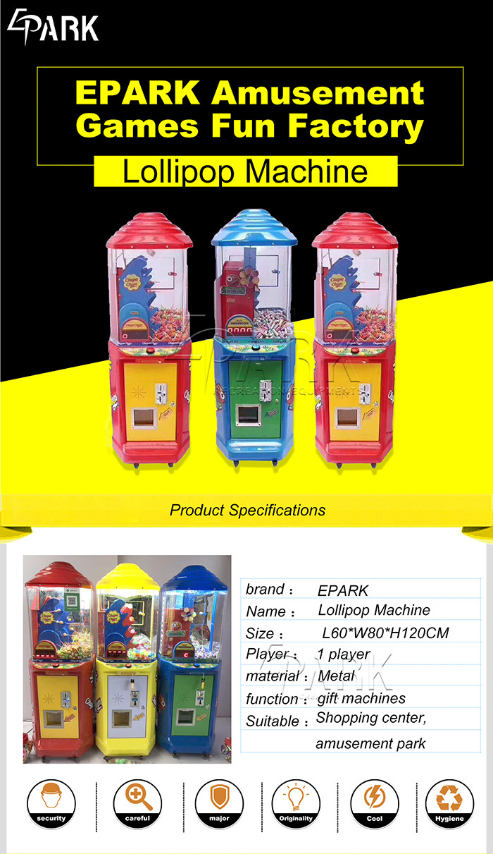 Coin Operated Lollipop Prize Game Machine for Child Entertainment