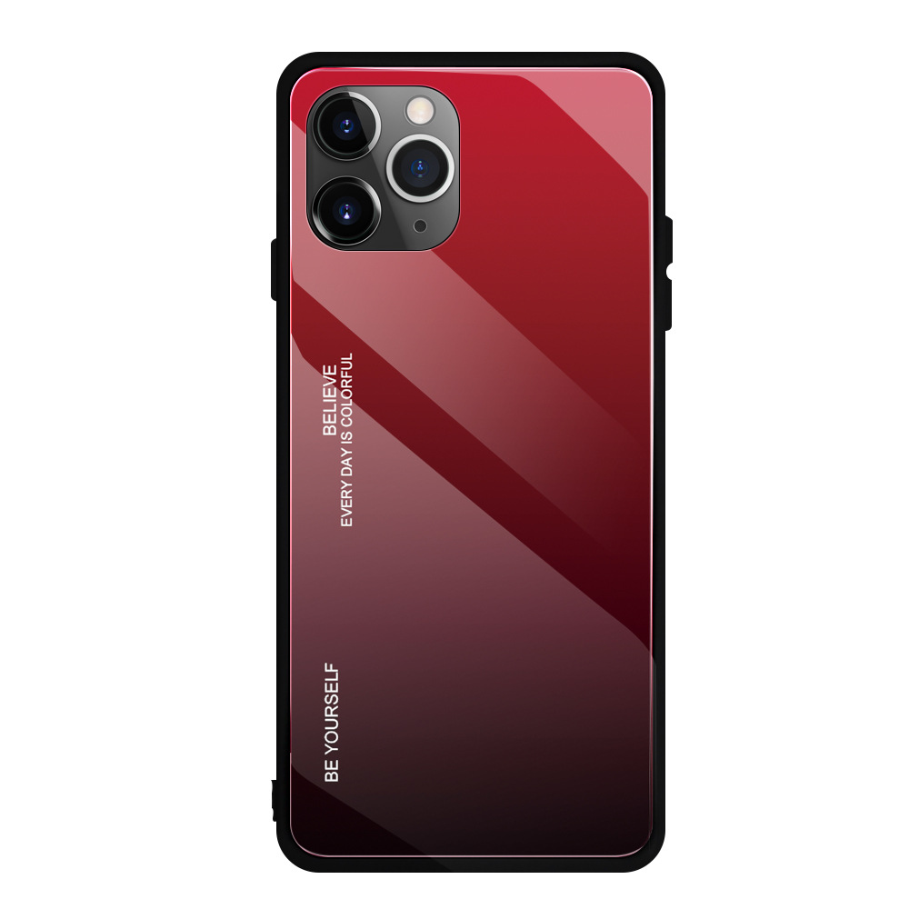 7 Colors Gradient Shockproof Tempered Glass Phone Case For IPhone 11 No Special Craft