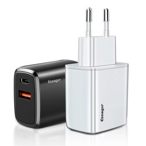 Wholesale Essager 2021 YuRoom PD QC 20W Mobile Chargers USB Type C Charger Cable USB 100-240V PD Wall Charger from china suppliers