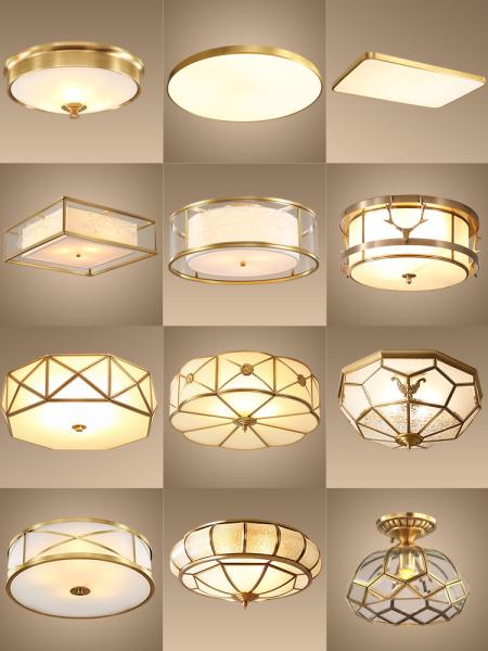 Copper Domestic LED Lighting Ceiling Lamp Glass Cover Bedroom Living 10~50W