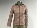 Ladies' Zip Through Grey Melange Detachable Hooded Rose Pink Pleather Biker