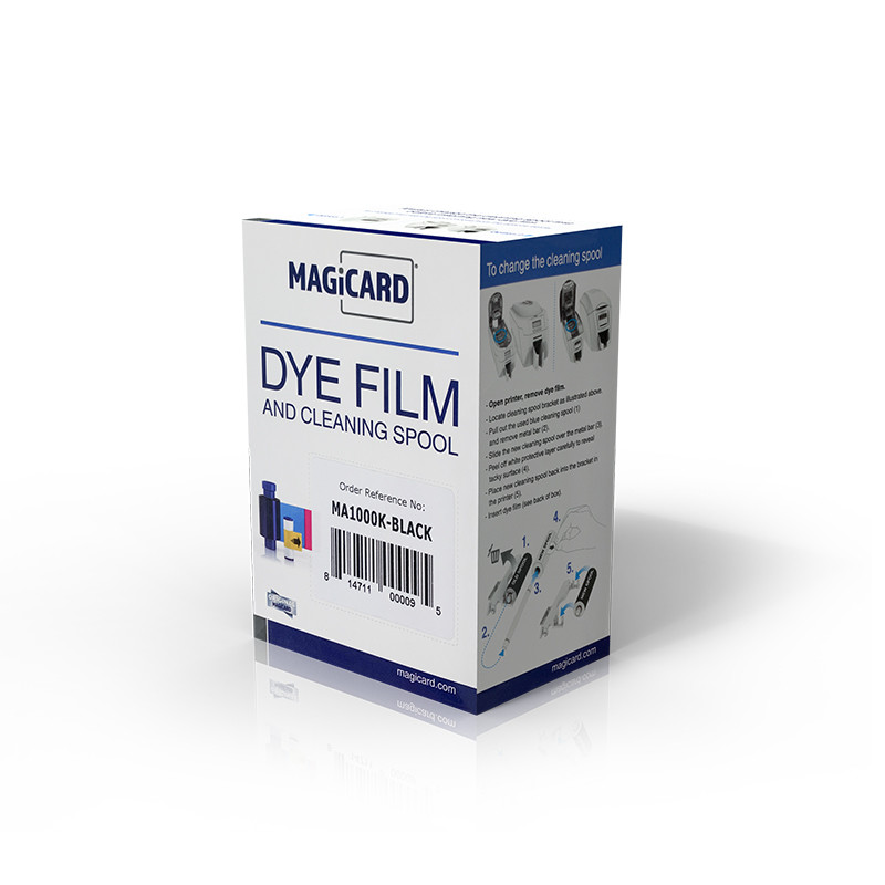 MA1000K-BLACK Original Magicard Ribbon Dye Film And Cleaning Spool 1000 prints/roll